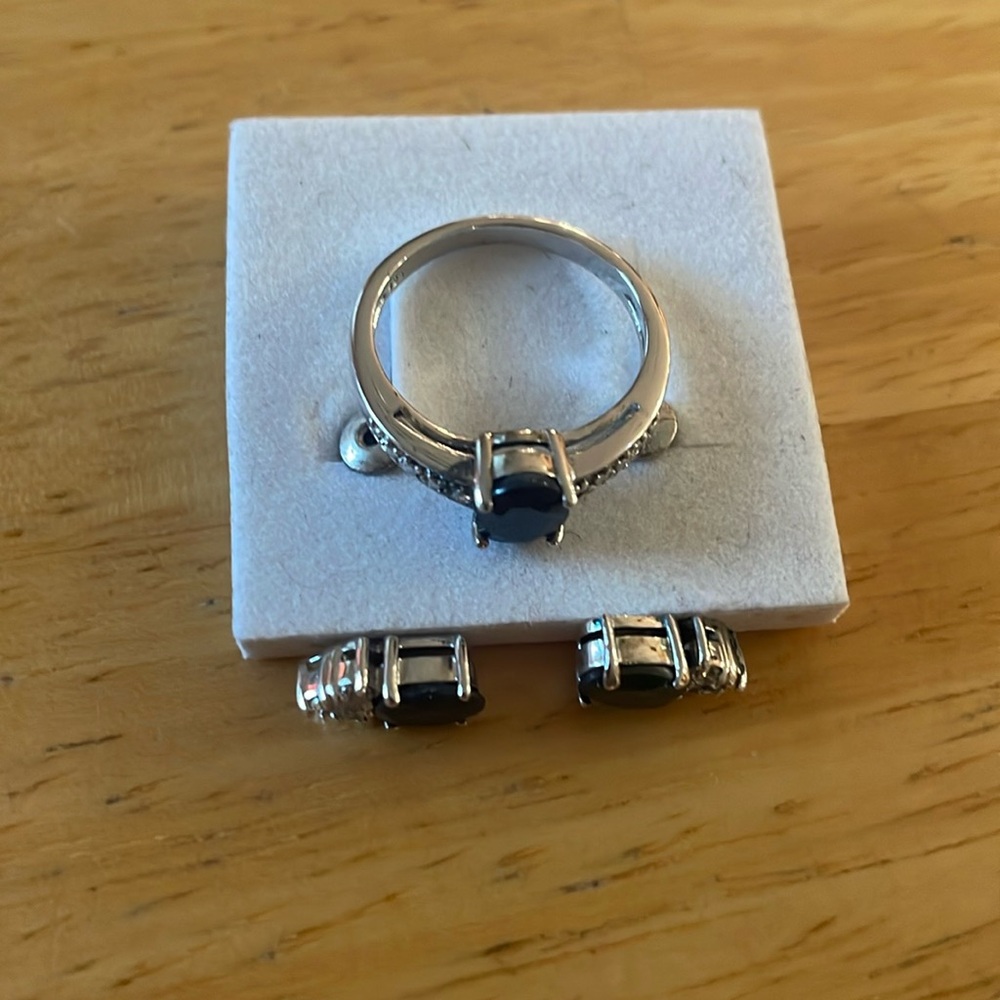 Genuine Sapphire ring and matching earrings